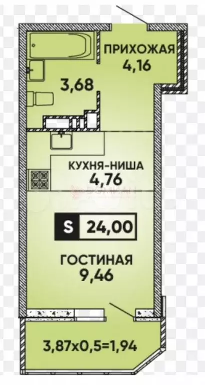 Квартира-студия, 24 м, 14/22 эт. - Фото 0