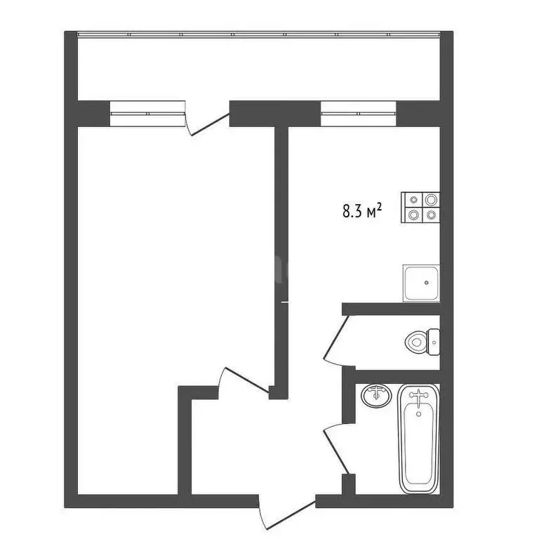 1-комнатная квартира: Тюмень, Станционная улица, 38Б (33 м) - Фото 1