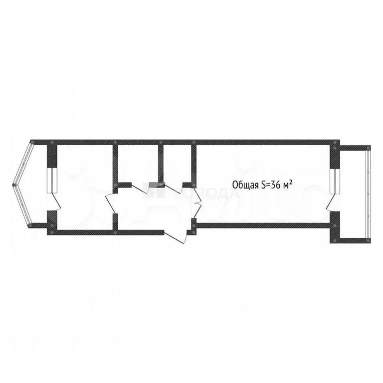 1-к. квартира, 36 м, 3/6 эт. - Фото 1