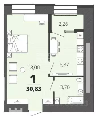 1-к кв. Рязанская область, Рязань ул. Бирюзова, 1 (31.0 м) - Фото 1