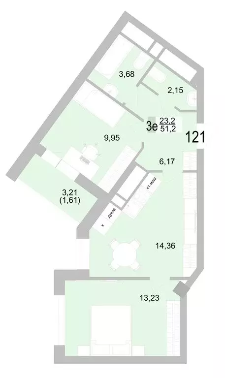 2-комнатная квартира: Екатеринбург, Черкасская улица, 5к1 (51.15 м) - Фото 0