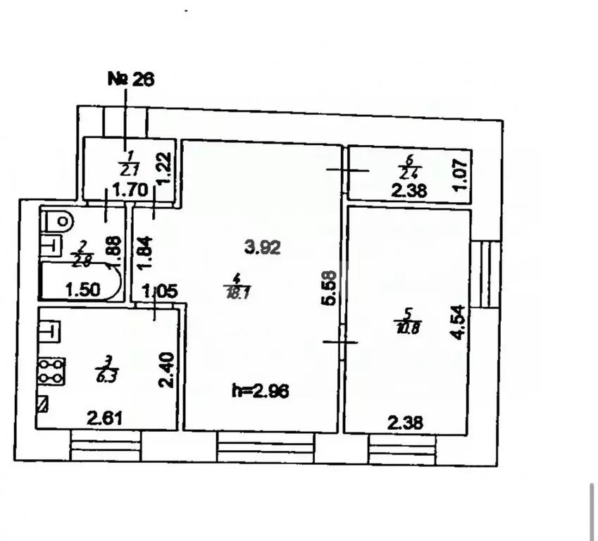 2-к кв. Татарстан, Казань ул. Лейтенанта Шмидта, 46 (42.5 м) - Фото 1