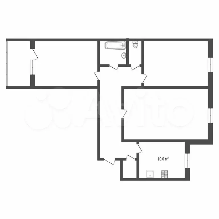 3-к. квартира, 65,4 м, 8/10 эт. - Фото 1