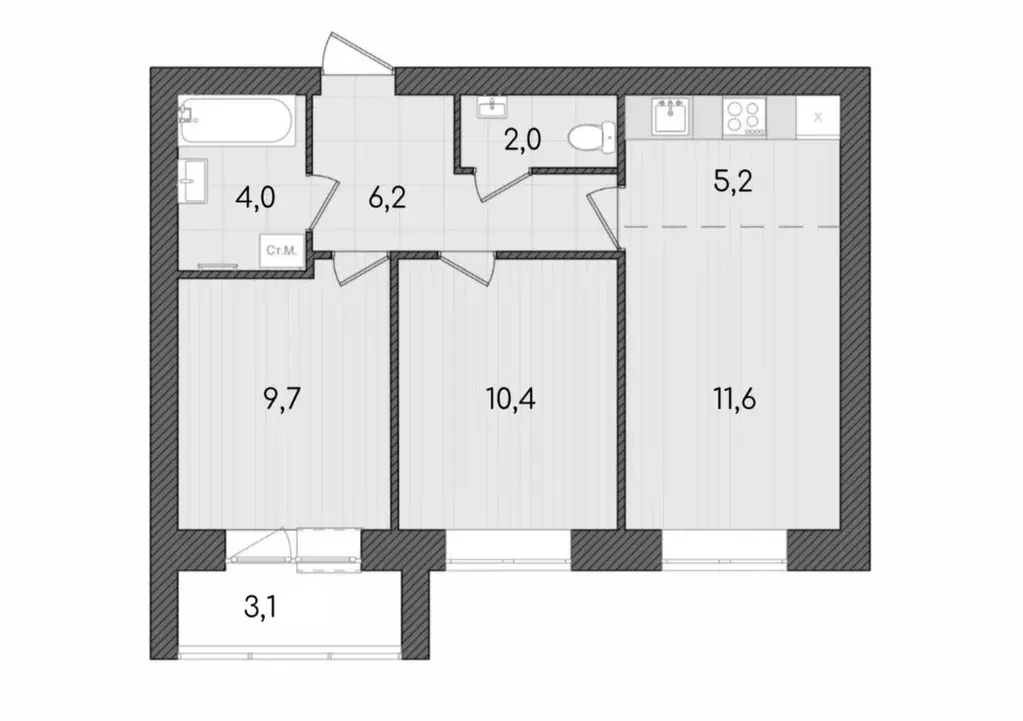 3-к кв. Кировская область, Киров ул. Капитана Дорофеева, 22 (52.2 м) - Фото 1