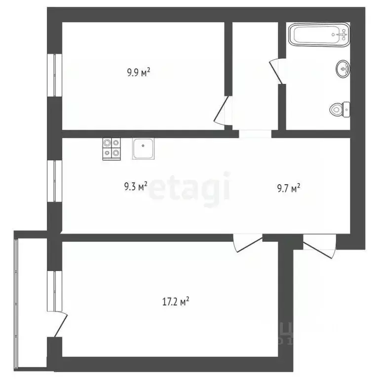 2-к кв. Саха (Якутия), Якутск ул. Можайского, 17/6 (50.0 м) - Фото 2