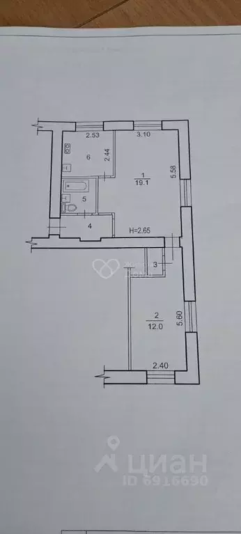 2-к кв. Волгоградская область, Волгоград ул. Дзержинского, 42 (43.8 м) - Фото 1
