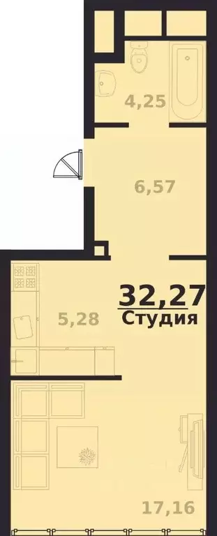 1-к кв. Ульяновская область, Ульяновск Новый Город мкр, 17-й кв-л, ... - Фото 0