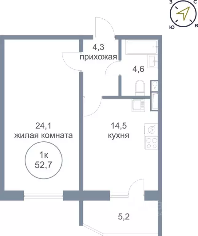 1-к кв. Ханты-Мансийский АО, Нефтеюганск 17-й мкр, 7/2 (52.7 м) - Фото 0