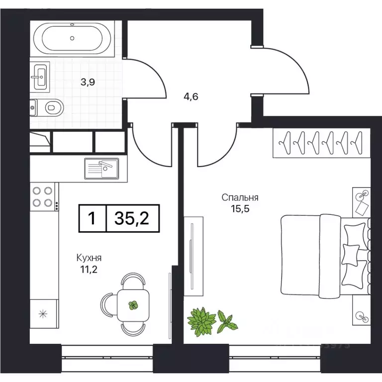 1-к кв. Московская область, Пушкино Пушкино Град жилой комплекс (35.0 ... - Фото 1