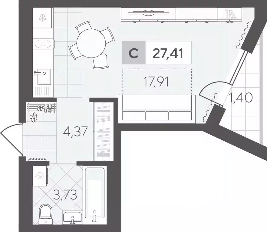 Студия Тюменская область, Тюмень Скандиа.Квартал в Комарово Парк жилой ... - Фото 1