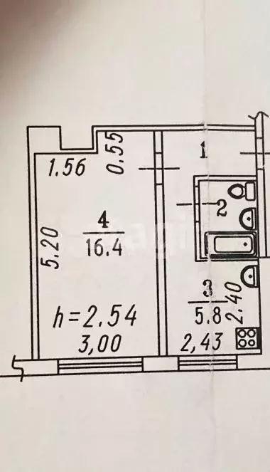 1-к. квартира, 30 м, 1/5 эт. - Фото 0