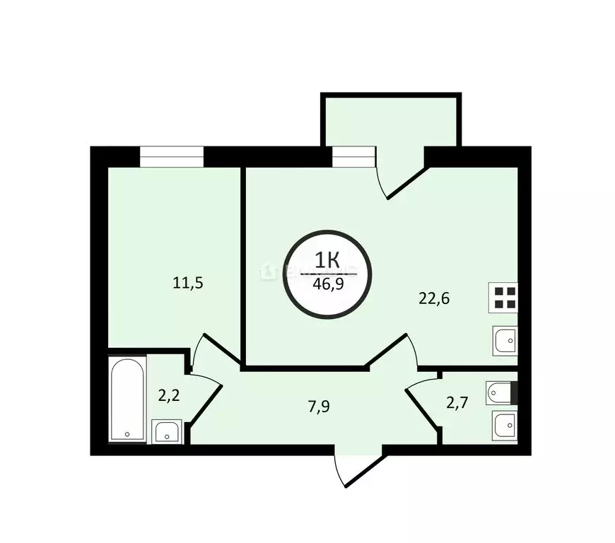 1-комнатная квартира: Вологда, Новгородская улица, 58А (46.9 м) - Фото 1