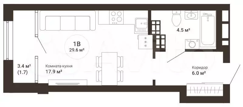 Квартира-студия, 29,8 м, 20/25 эт. - Фото 0