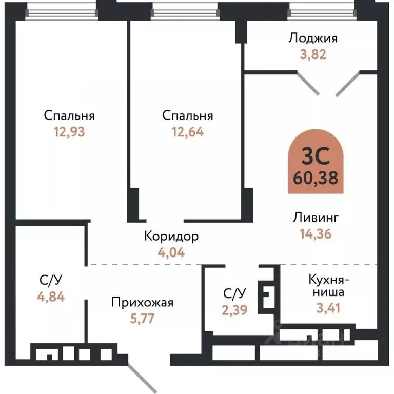 3-к кв. Томская область, Томск Черемошники мкр, ул. Бердская, 14/3 ... - Фото 1