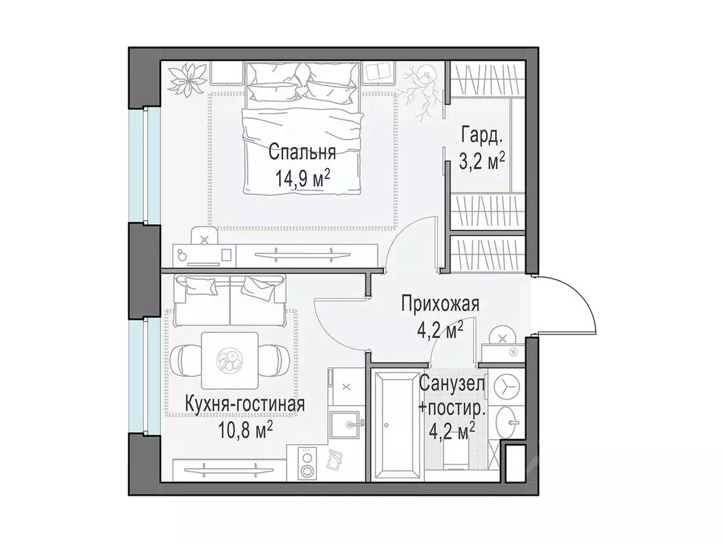 1-к кв. Московская область, Мытищи Белый Grad жилой комплекс (37.3 м) - Фото 1