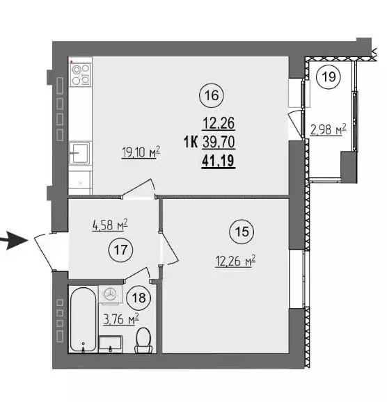 Продаётся 1-к квартира, 41.2 м - Фото 0
