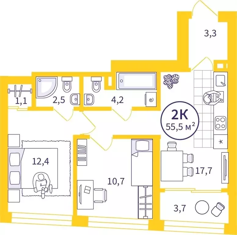 2-комнатная квартира: Екатеринбург, улица Репина, 111 (53.64 м) - Фото 0