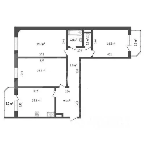 3-к кв. Тюменская область, Тюмень ул. Николая Семенова, 33 (90.1 м) - Фото 1