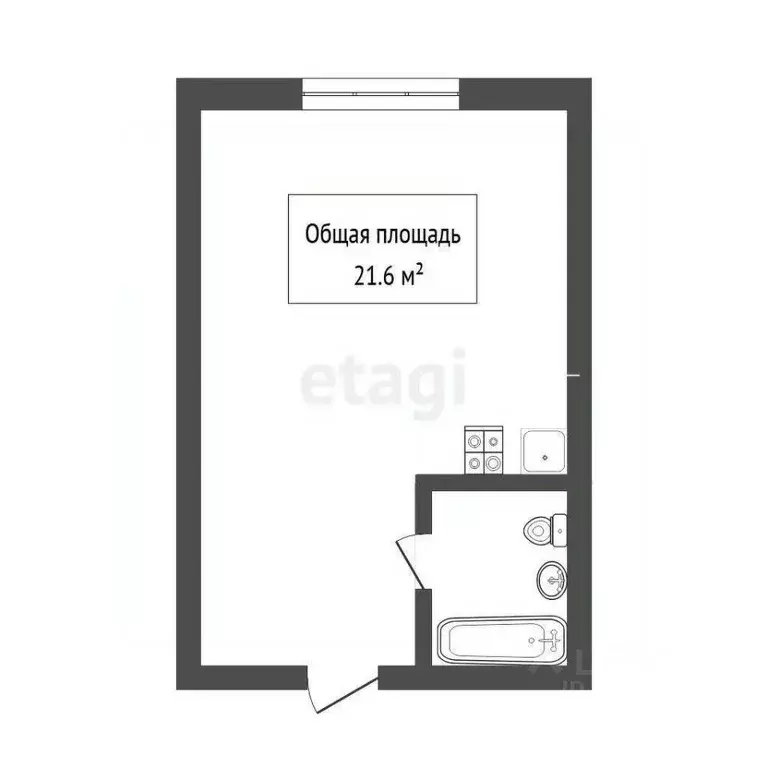 Студия Томская область, Томск ул. Войкова, 15А (21.6 м) - Фото 2