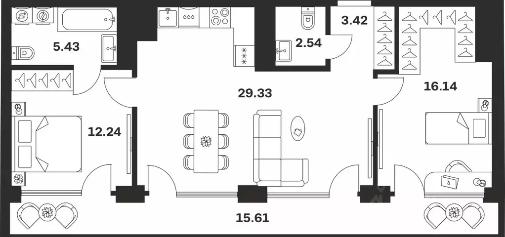 2-к кв. Тульская область, Тула ул. Болотникова, 4 (84.71 м) - Фото 1