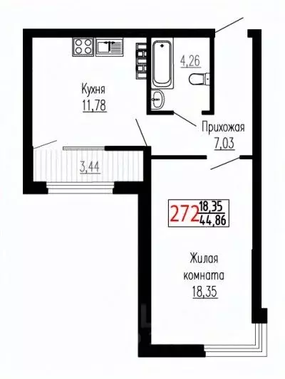 1-к кв. Свердловская область, Екатеринбург ул. Лыжников, 3 (44.7 м) - Фото 0