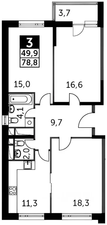 3-к кв. Калужская область, Обнинск просп. Ленина, 219 (80.0 м) - Фото 2