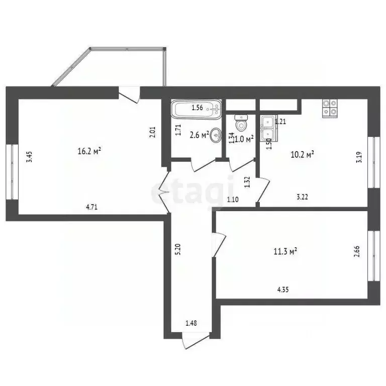 2-к кв. Тюменская область, Тюмень ул. Арктическая, 7к2 (50.2 м) - Фото 2