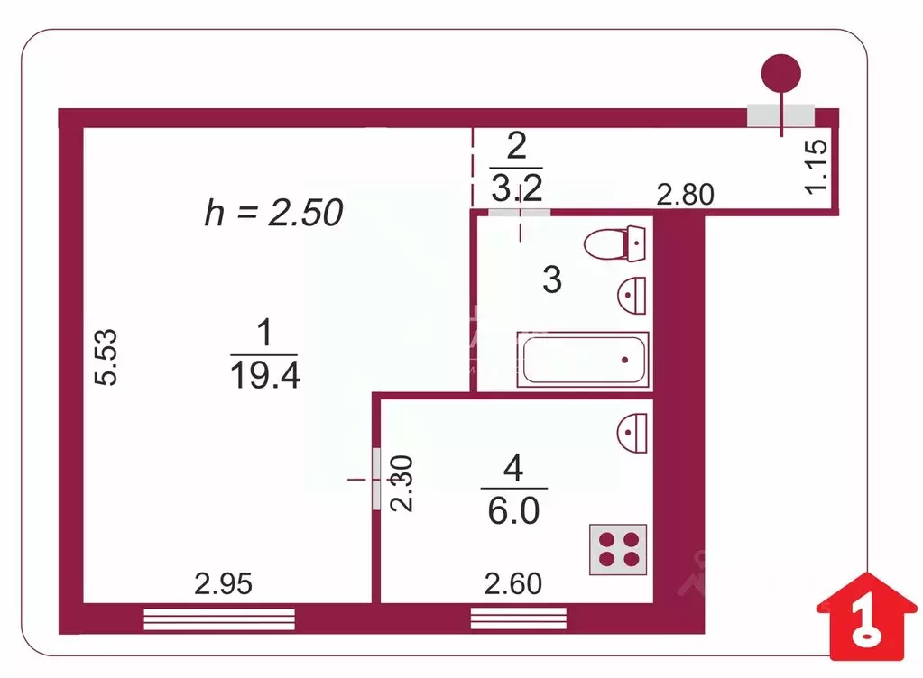 1-к кв. Омская область, Омск Городок Нефтяников мкр, ул. Андрианова, 2 ... - Фото 2