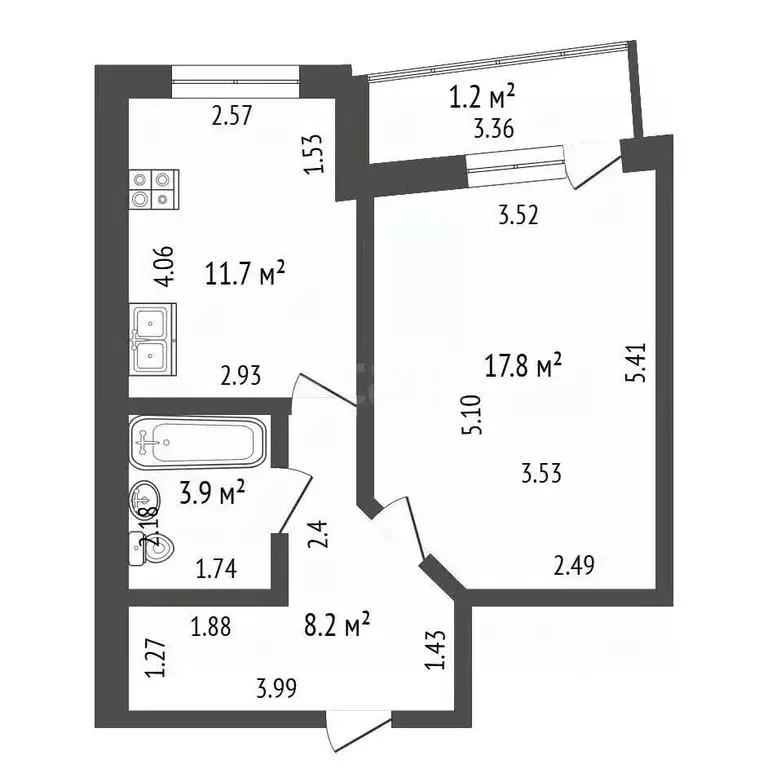 1-к кв. Башкортостан, Стерлитамак ул. Артема, 70 (41.6 м) - Фото 2