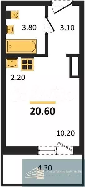 Квартира-студия, 20,6 м, 2/17 эт. - Фото 0