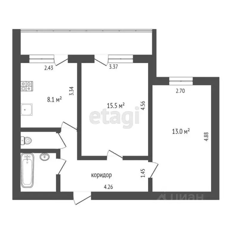 2-к кв. Тюменская область, Тюмень Парфеново мкр, ул. Тимуровцев, 32А ... - Фото 2