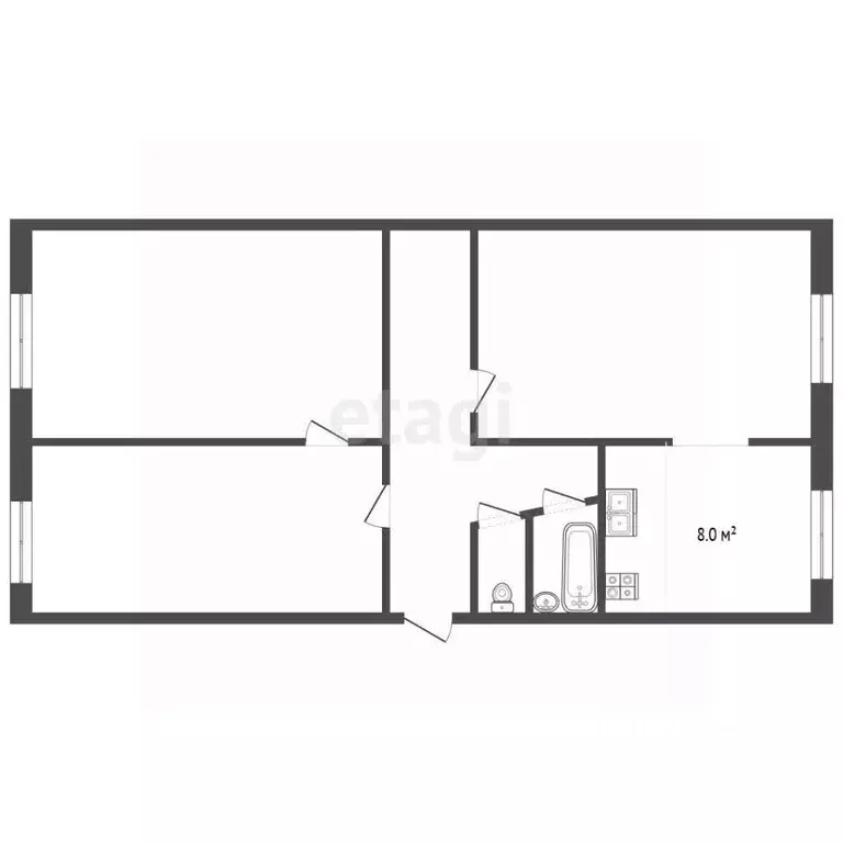 3-к кв. Вологодская область, Великий Устюг ул. Кузнецова, 16 (60.2 м) - Фото 2
