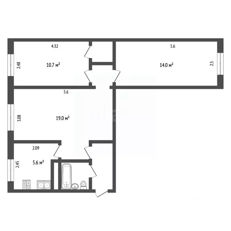 3-к кв. Псковская область, Псков Гражданская ул., 17 (61.5 м) - Фото 2