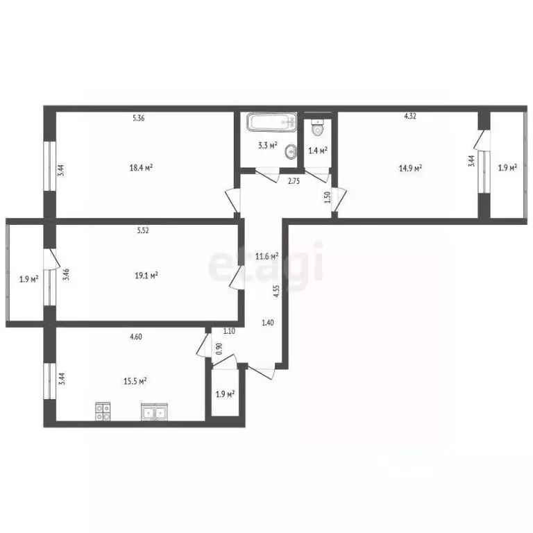 3-к кв. Мордовия, Саранск ул. Комарова, 12А (89.9 м) - Фото 2