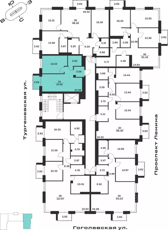 1-к кв. Тульская область, Тула Гоголевская ул., 43 (47.63 м) - Фото 1