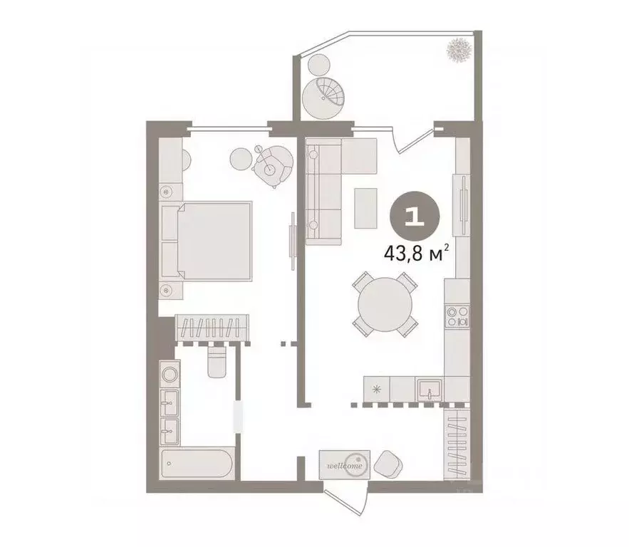 1-к кв. Ханты-Мансийский АО, Сургут ул. Крылова, 30 (43.8 м) - Фото 1