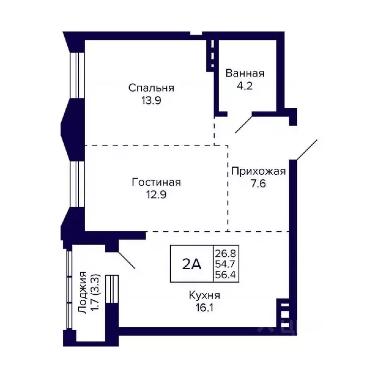 2-к кв. Новосибирская область, Новосибирск ул. Фрунзе, с1 (56.4 м) - Фото 0