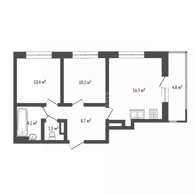 2-к кв. Тюменская область, Тюменский муниципальный округ, д. Дударева ... - Фото 2