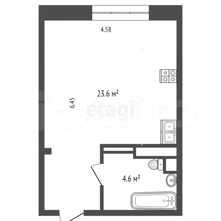 Квартира-студия, 28,2 м, 6/8 эт. - Фото 0