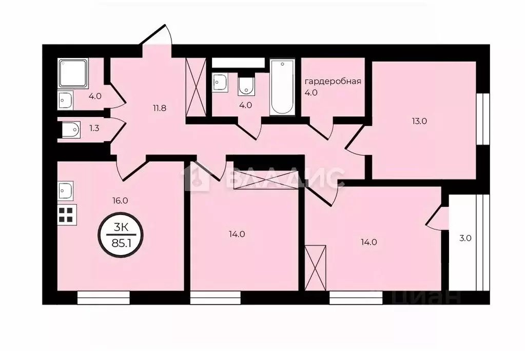3-к кв. Москва Аминьевское ш., 4Дк3литВ (85.1 м) - Фото 2