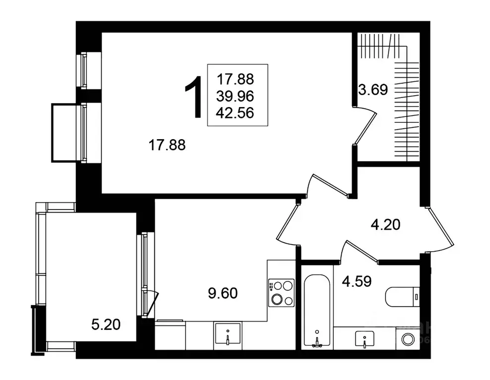 1-к кв. Московская область, Химки Клязьма-Старбеево мкр, Мишино кв-л,  ... - Фото 1
