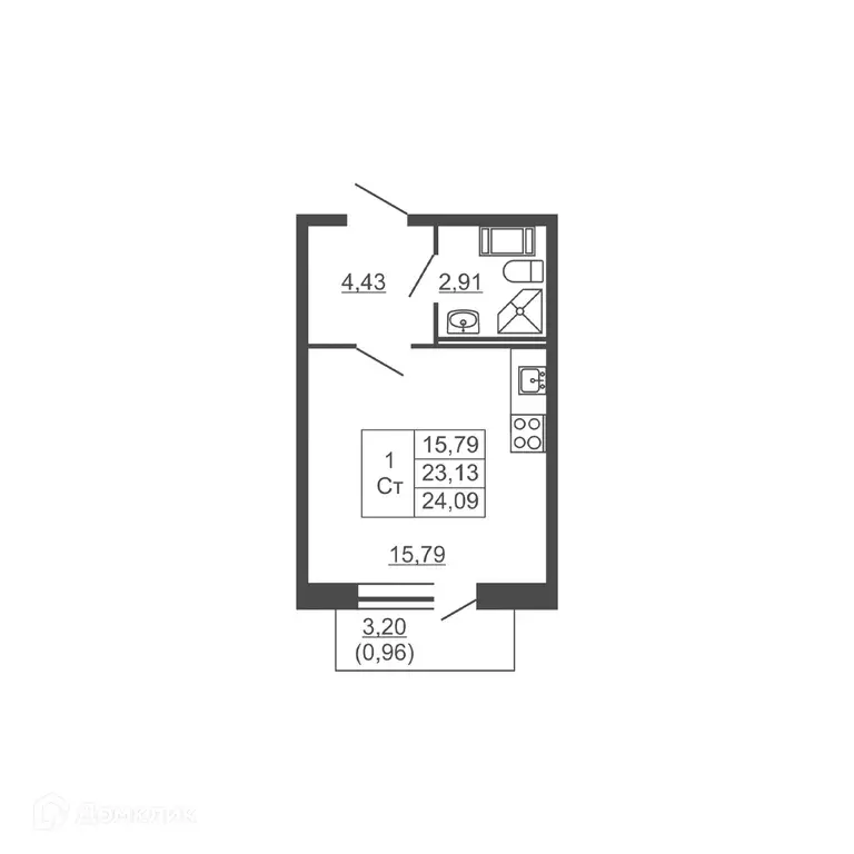 Продаётся квартира-студия, 24.09 м - Фото 0