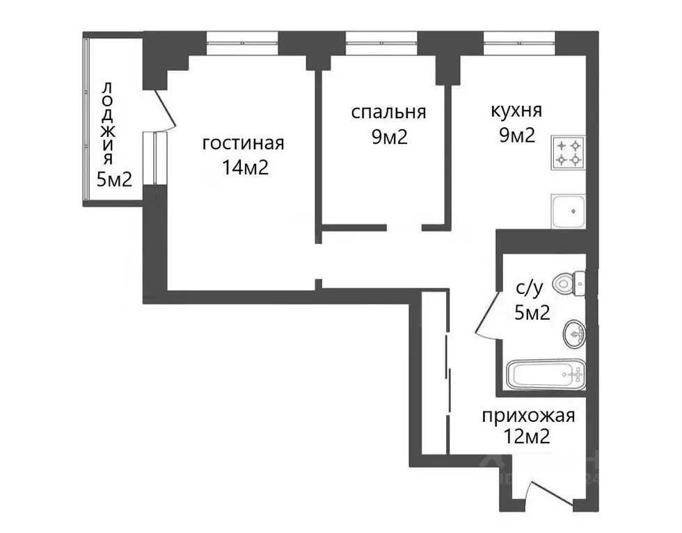 2-к кв. Красноярский край, Красноярск Дудинская ул., 2В (51.0 м) - Фото 0