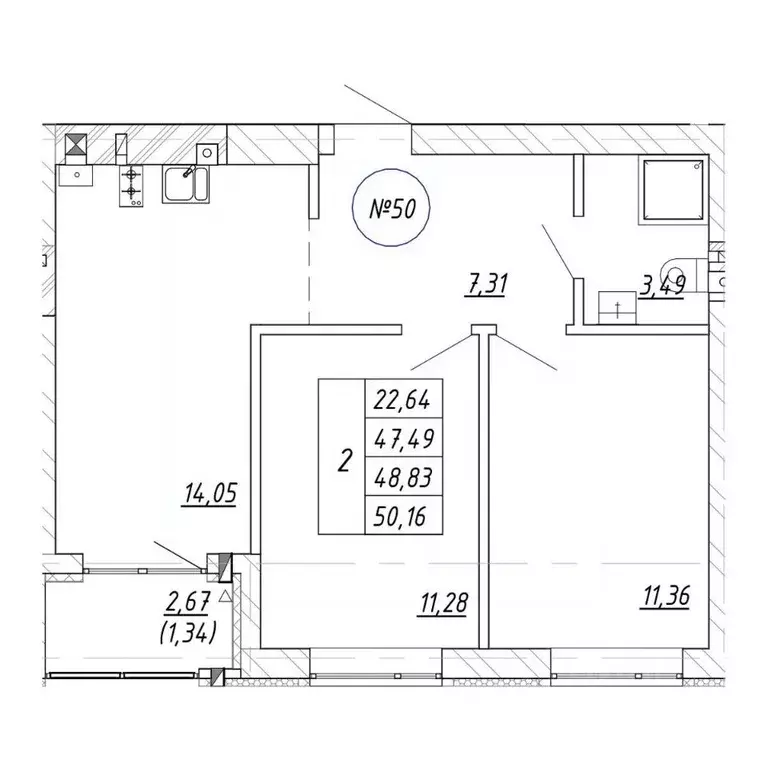 2-к кв. Калининградская область, Зеленоградск  (50.16 м) - Фото 1