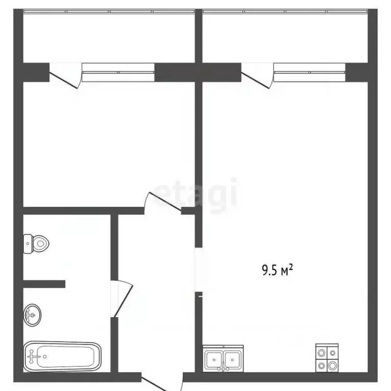1-к кв. Тюменская область, Тюмень ул. Валентины Трофимовой, 6 (36.2 м) - Фото 2