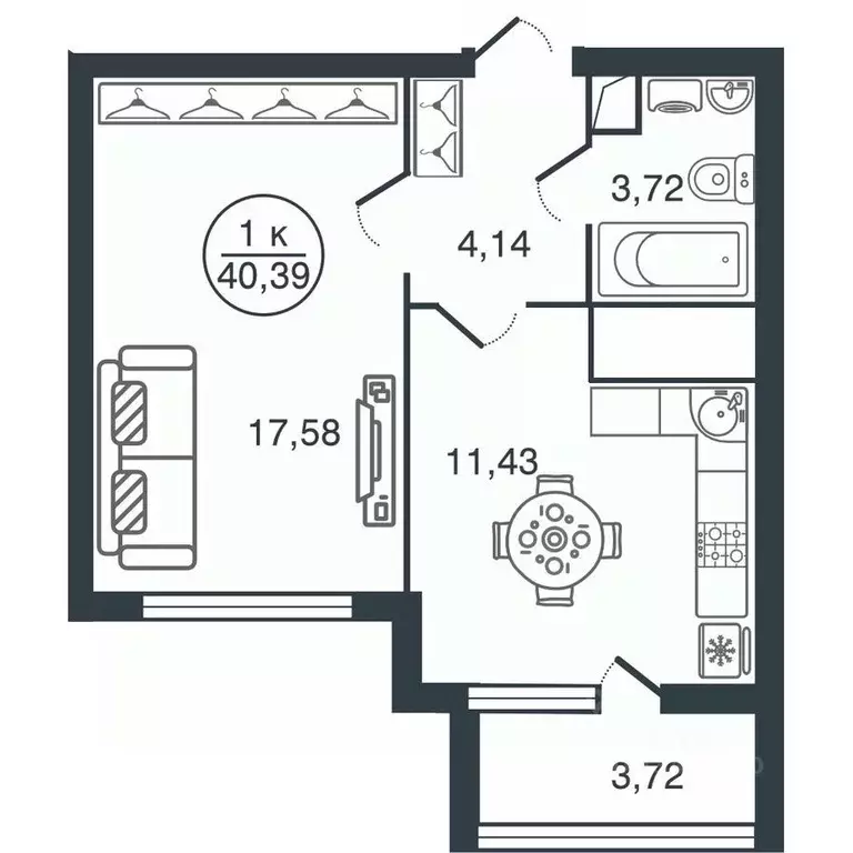 1-к кв. Тверская область, Тверь Бурашевское ш., 60 (40.39 м) - Фото 0