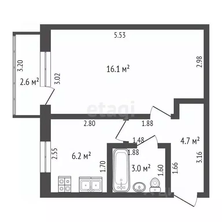 1-к кв. Башкортостан, Стерлитамак просп. Октября, 24 (30.0 м) - Фото 2