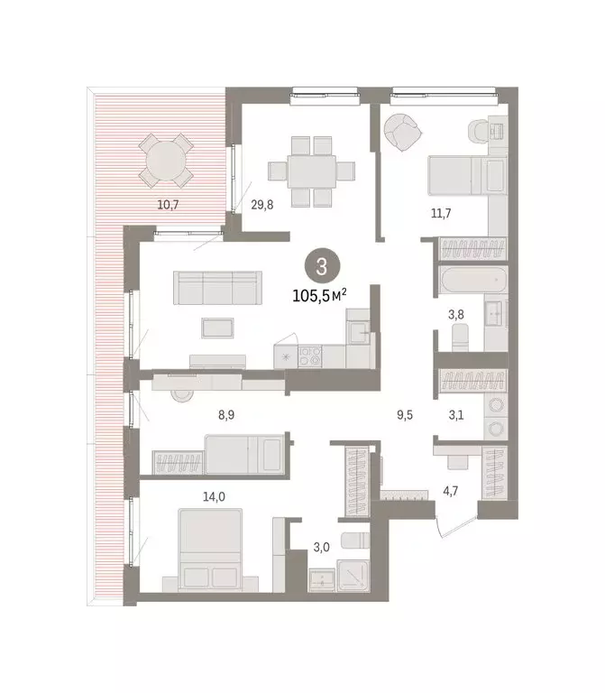 3-комнатная квартира: Челябинская область, Сосновский муниципальный ... - Фото 2