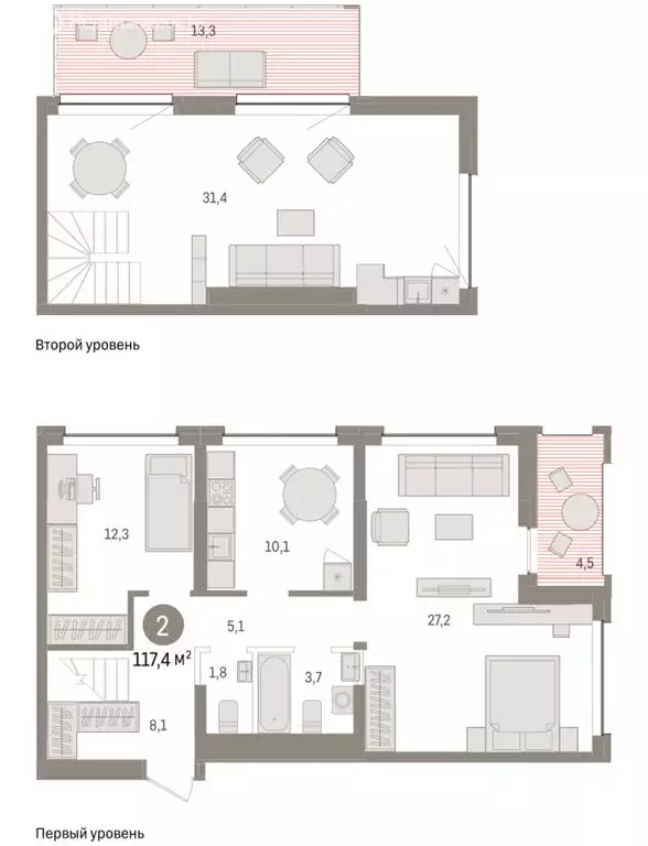 2-комнатная квартира: Тюмень, ЖК Дом у Озера (117.37 м) - Фото 1
