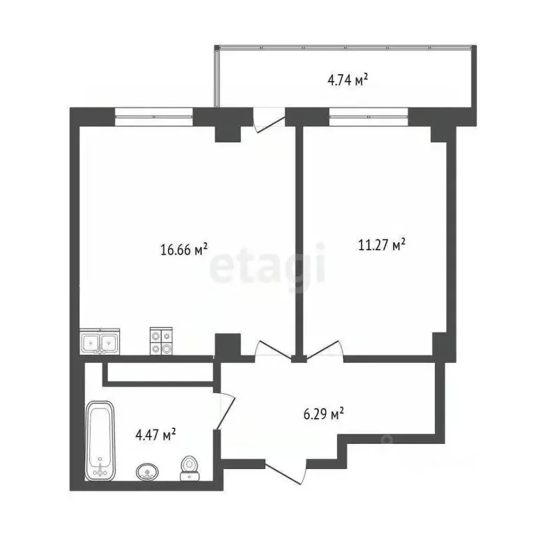 1-к кв. Тюменская область, Тюменский муниципальный округ, д. Патрушева ... - Фото 1